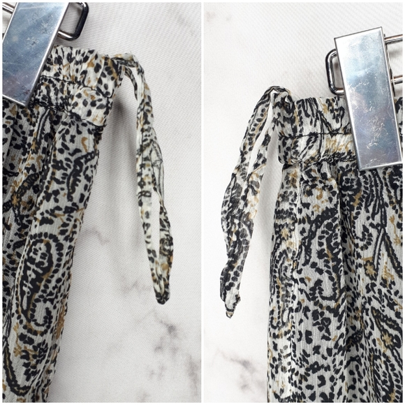 Sheer Overlay Flare Maxi Skirt Tiered Pattern M - Picture 9 of 11